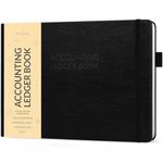 Skyline Accounting Ledger Book – Columnar Log Journal for Personal & Small Business Bookkeeping – Money Expense Log, Hardcover 10x7” (Black)