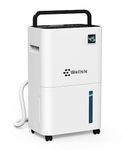 Wellsle 50 Pint Dehumidifier for Home Basements - 3,500 Sq Ft Quiet Dehumidifier with Drain Hose, 0.66 Gallons Water Tank, Wheels and Handle, Washable Filter, for Large & Medium Sized Rooms, White