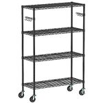 Folews 4-Tier Metal Shelf for Storage, Wire Shelving Unit with Wheels Adjustable Layer Steel Rack Organizer Storage Shelves for Kitchen Garage Pantry Laundry (14D x 36W x 57H)