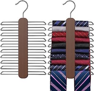 Uinicor Tie Hanger,Tie Organizer for Closet 20 Storage Capacity,Wooden Necktie Organizer Tie Holder,360 Degree Rotating Accessory Organizers for Tie,Belt,Scarf