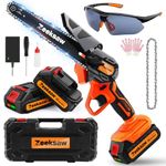 Zeeksaw Mini Chainsaw Cordless 6 Inch, Super Powerful Hand Saw with Battery, 1 Hour Run-Time Electric Chainsaw, Small HandHeld ChainSaw for Wood Cutting Tree Trimming, Best Mini Chain Saw Cordless