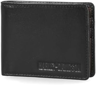 Harley Davidson Men's Leather RFID Blocking Billfold Wallet, Black (Buff), Standard, Men's Genuine Leather RFID Blocking Billfold Wallet