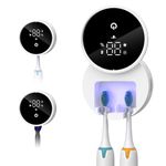 JXTZ UV Toothbrush Sanitizer Holder Wall-Mounted with LED Smart Display, UV Sterilization & Drying Function, Auto Sensor Toothbrush Cleaner, Toothbrush Sterilizer Suitable for Home, Bathroom & Travel
