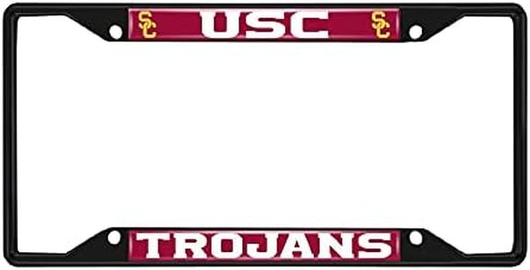 FANMATS 31281 Southern California Trojans Metal License Plate Frame Black Finish