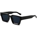 AIEYEZO Square Sunglasses for Women Men Square Thick Frame Sun Glasses Simple Designer Style Shades (Black/Grey)