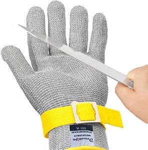 Dowellife Comfortable Level 9 Cut Resistant Glove Food Grade, Stainless Steel Mesh Metal Glove Knife Cutting Glove for Butcher Meat Cutting Oyster Shucking Kitchen Mandoline Chef Slicing Fish Fillet (Medium)