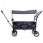 FUXTEC folding/foldable wagon - hand cart - garden trolley - carriage of children - outdoor - transport - fishing - hiking - removable canopy – push handle/pull rod – dual brake system – CT700 Grey