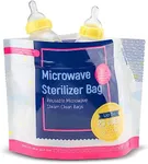 IMPRESA 15 Pack Microwave Baby Bottle Sterilizer Bags - 300 Uses Per Pack - Travel Baby Bottle Cleaner Microwave Sterilizer Bag - Breast Feeding Baby Travel Accessories - Use with Soothers & Teethers