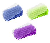 Brain Freezer Pack of 3 Silicone Ice Cube Trays with Removable Lids Reusable Mould Flexible 37 Cubes BPA Free Easy Release Stackable for Whiskey, Cocktail (Color May Vary)