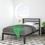 ZINUS Mia Metal Platform Bed Frame with Headboard, Wood Slat Support, No Box Spring Needed, Easy Assembly, Twin ,Black