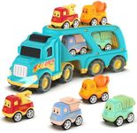 Veslier Toy Trucks for 2 3 4 5Years Old,Construction Transpor Trucks for Toddlers 2-4 Years with 4 Pull Back Cars for Toddlers 2-4,Christmas Birthday Gift for 18M+ 2 3 4 5 Years Old Kids Boys Girls.