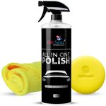 CAR SAAZ All In One Polish 1 Ltr with Applicator Pad and Microfiber Cloth | Multipurpose Car and Bike Polish | Instant Shine for Exterior, Interior, and more | Multi-surface Polish, Instant Shine