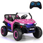 Maxmass Kids Electric Ride on UTV, 12V Battery Powered Vehicle with Remote Control, LED Lights, Bluetooth, Music and MP3/USB/FM, 2-Seater Suspension Spring Toy Car for Boys Girls (Pink)