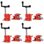 FLK Tech Pipe Clamps for Woodworking 4 Pack 1/2" Wood Gluing Pipe Clamp Set Heavy Duty Pipe Clamps Red Bar Clamps Cast Iron Quick Release Pipe Clamp Tools for Woodworking (4PCS, 1/2")