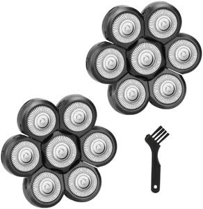 Wanocean 2 PC 7 Men's Electric Shaver Replacement Heads, Razor Head Shavers for Bald and Face, Shaving Beard Cutter for Men with Brush Accessories