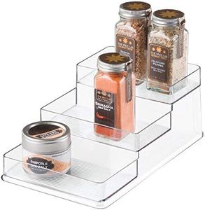 iDesign Especiero con 3 pisos para cocina, Compacto organizador de armarios de cocina fabricado en plástico, Práctico estante para las especias, Color Transparente, Pequeño
