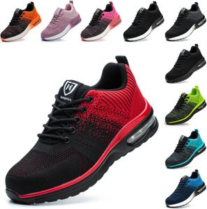 Baofular Steel Toe Safety Trainers – Lightweight Non-Slip Work Shoes, Red, Men/Women, UK 10