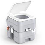 Novvia Portable Camping Toilet for Adults, RV Porta Potty with 6.2 Gallon Detachable Waste Tank, Leak-Proof Travel Toilet, 360° Flush Coverage, Level Indicator for Camper, Boat & Road Trips