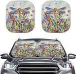 Coldinair Dragonfly Windshield Sun Shade for Truck SUV Car,Floral Front Window Shades Cover Sun Visor Shield Auto Interior Protector for Men Women