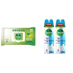 Dettol Disinfectant Skin & Surface Sanitizing Wipes, Original – 80 Count| Safe on Skin| & Dettol Disinfectant Sanitizer Spray for Germ Protection on Hard & S