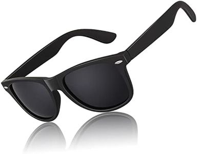CGID Classic Eyewear 80's Retro Large Horn Rimmed Style UV400 Polarized Sunglasses,Matte Black