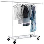 Tatkraft Duncan - Professional Folding Clothes Rail with Removable Shoe Rack on Wheels, of Chrome-plated Steel, Holds Up 100 kg, Quick Assembly, Adjustable in length 128-189 cm & height 143-169 cm
