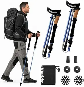 TrailBuddy Foldable Trekking Poles – Ultralight 7075 Aluminum, EVA & Cork Grip Collapsible Hiking Poles – Lightweight Adjustable Walking Sticks for Men, Women, Seniors & Travel