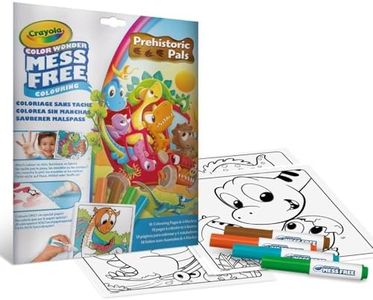 Crayola - Color Wonder, Kit Coloriage avec 18 Pages à Colorier et 4 Feutres Sans Tache, Thème les Amis Dinosaures, Activité Créative pour Enfants, 3,4,5 Ans, 75-7158