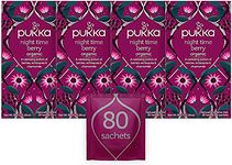 Pukka Herbs | Night Time Berry Organic Herbal Sleep Tea Box | Chamomile, Lavender & Elderberry Tea | Ideal For Bedtime Relaxation | Caffeine Free | 4 Packs | 80 Plant Based Biodegradable Tea Bags