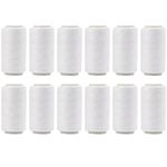 12 SPOOLS of 600 Yards Polyester Sewing Thread for Sewing Machine All Purpose Premium Quality Thread (White)