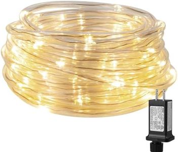 LE LED Rope Lights with Timer, 8 Modes, Low Voltage, Waterproof, Warm White, 33ft 100 LED Indoor Outdoor Plug in Light Rope and String for Deck, Patio, Bedroom, Pool, Boat, Landscape Lighting and More