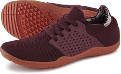 WHITIN Men's Trail Running Shoes Minimalist Barefoot Wide Width Size 10 Gym Workout Fitness Sport Zero Drop Walking Light Weight Wine Red 43
