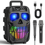 JAMELO Portable Karaoke System with 2 Microphones, Rechargeable Karaoke Machine with RGB Light Effects, Bluetooth Speaker Supports USB, Adults/Kids Music Box for Party Wedding Home KTV