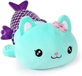 Onsoyours Cute Kitten Mermaid Plush Toy Stuffed Animal Kitty Soft Mermaid Cat Plush Pillow for Kids (Blue Cat Mermaid, 12")