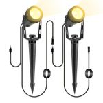 B-right 2 Packs Garden Spotlights with 3m Wiring Cable,Only Extension Warm White Garden Spike Lights for Garden Outdoor(No Plug,IP65 Waterproof)