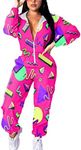 EOSIEDUR Women's Pullover Hoodies Jumpsuit Zipper Jacket Windbreaker Elastic Waistband Pants One Piece Outfits Tracksuit Set, Prints #8, X-Large