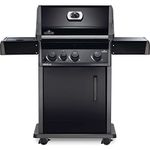 Napoleon Rogue 425 BBQ Grill, Black, Natural Gas - R425SBNK-1-OB - with Three Burners and Range Gas Side Burner, Folding Side Shelves, Instant Failsafe Ignition - 425 sq. in + range burner