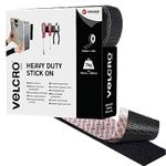 VELCRO Brand - Heavy Duty Stick On Tape - Cut-to-Length Industrial Extra Strong Double Sided Hook & Loop Self Adhesive Tape - Perfect for Room Décor & Home, Office, Garage Use - Black - 10m x 50mm