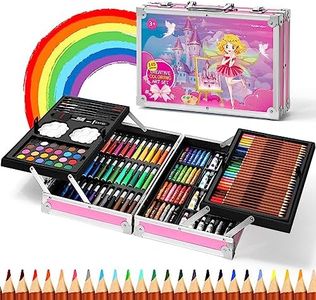 Spardar Art Set for Kids, 145 Pcs Kids Art Set Deluxe with Portable Aluminum Box, Drawing Kit with Oil Pastels, Crayons, Markers, Watercolor Cake, etc, Art Supplies Gift for Children Beginners Artists