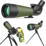 Gosky Updated 20-60x80 Spotting Scopes with Tripod, Carrying Bag and Quick Phone Holder - BAK4 High Definition Waterproof Spotter Scope for Bird Watching Wildlife Scenery1,Green