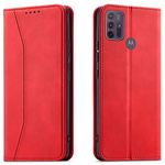 OKZone Compatible with Motorola Moto G30 / G20 / G10 Case, Magnetic Leather Mobile Phone Case for Moto G30 / G20 / G10, Premium Leather Flip Foldable Card Slots Shockproof Stand Function (Red)