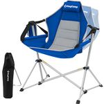 KingCamp Hammock Camping Chair,Aluminum Alloy Swing Camp Chair,Lightweight Rocking Camp Chairs with Pillow Cup Holder,Recliner for Adults Outdoor Travel Sports Game Lawn Concerts Garden (Blue)