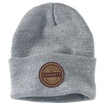 Carhartt Men's Knit Rugged Wear Patch Beanie Hat, Heather Grey, One Size