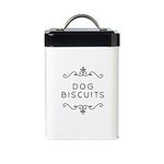 Amici Pet Pet Treat Collection, Sparky Dog Biscuits Metal Storage Canister, 36 oz, White