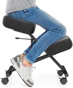 Giantex Ergonomic Kneeling Chair for Office, Knee Stool Chair w/Adjustable Height and Seat Angle to Relieve Pain, Posture Desk Chair w/Lockable Universal Wheels, Thick Padded Cushions, Black (1)