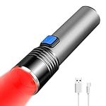 YZYOE Rechargeable LED Red Light Flashlight, Hunting Lights Aviation Flashlight，Mini Pocket Red Light, Small Red Flashlight，3 Modes Zoomable Night Observation Astronomy.