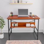 FURLAY Ark Office Desk and Study Table | 1 Year Warranty | Metal and Engineered Wood Desk for Adults & Students (Woodland)