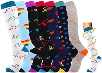 7 Pairs Compression Socks for Women & Men 15-20 mmHg is Best Athletic & Medical for Running Flight Travel Nurses (as1, alpha, l, x_l, regular, regular, Mix -1, L/XL)