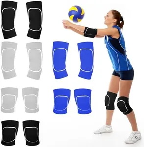 TANEMUDO 3 Set Volleyball Arm Sleeves Volleyball Knee Pads with Protection Pad, Soft Forearm Sleeves and Kneepads for Youth Training (Black Blue Gray)