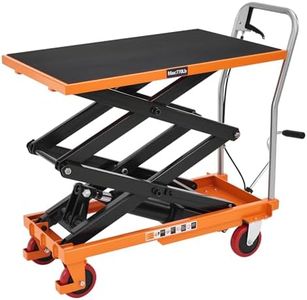 Specraft 770lbs Hydraulic Lift Cart, 59" Height Double Scissor Table with 4 Wheels & Non-Slip Pad, Material Handling Platform, Orange